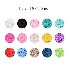 150g 15 Farben handgemachte Polymertonperlen&nbsp;CLAY-JP0001-14-4mm