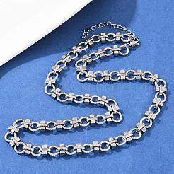 Halsketten aus 8 mm Edelstahl 304 mit gedrehten Ringgliedern&nbsp;NJEW-Z105-04P-04