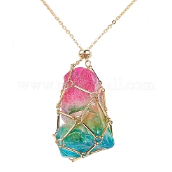 Pochette en macramé en laiton porte-pierre vide pour la fabrication de colliers pendentifs&nbsp;NJEW-JN04440-03