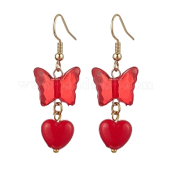 Orecchini pendenti in acrilico a forma di farfalla con cuore&nbsp;EJEW-JE06377