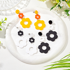 3 Paar baumelnde Ohrstecker aus Acryl in zwei Farben&nbsp;EJEW-AN0001-36