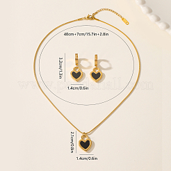 201 Edelstahl-Ohrstecker und Anhänger-Halsketten-Sets in Herzform für Damen&nbsp;GN7262