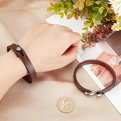 2 ensemble de bracelets en cuir uni de 2 styles avec fermoir en alliage pour hommes et femmes&nbsp;BJEW-GF0001-07