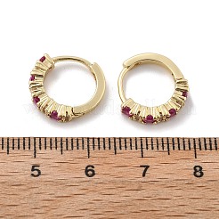 Veri orecchini a cerchio in ottone placcato oro 18k con zirconi cubici&nbsp;EJEW-C012-08