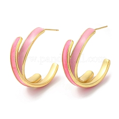 Orecchini a bottone incrociati in ottone placcato a cremagliera da donna&nbsp;EJEW-D059-02G