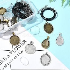 DIY Blanko-Kuppel-Set aus Glaslegierung und gewachster Kordel für die Halskettenherstellung&nbsp;DIY-FS0007-65