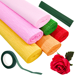 6 Rolle handgemachtes Krepppapier in 6 Farben&nbsp;DIY-CP0012-89E