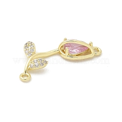 Ciondoli di collegamento in ottone perla rosa e zirconia cubica trasparente&nbsp;KK-G520-01G
