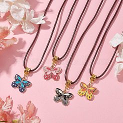 Colliers à pendentif papillon en alliage émaillé&nbsp;NJEW-JN04580