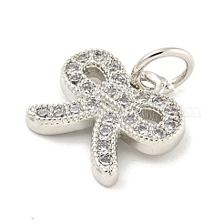 Placage de crémaillère en laiton micro pavé pendentifs en zircone cubique claire&nbsp;KK-B093-01A-P