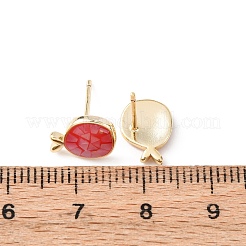 Orecchini a bottone in ottone smaltato a forma di pesce&nbsp;EJEW-I322-05G