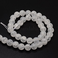 Perles rondes en verre craquelé brins&nbsp;CCG-E001-6mm-04