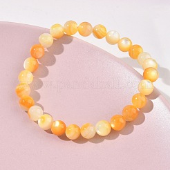 Braccialetti elasticizzati con perline rotonde di conchiglia gialla naturale da 6 mm&nbsp;SH-CBACA76-18B