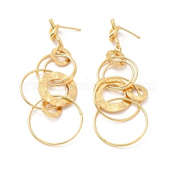 Anelli intrecciati in ottone pendenti orecchini a bottone per donna&nbsp;EJEW-F281-09G