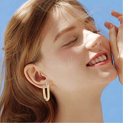 10 par de pendientes de aro ovalados huggie de acero inoxidable 202&nbsp;EJEW-BBC0002-23G