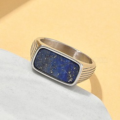 Fingerringe aus natürlichem Lapislazuli aus 316l Edelstahl für Damen&nbsp;RJEW-U054-02C-03P