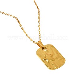 Collane da donna in acciaio inossidabile 304 con ciondolo a forma di rettangolo testurizzato e stella&nbsp;WGD11CE-02