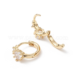 Aretes de aro con flor de circonita cúbica&nbsp;EJEW-B014-19G