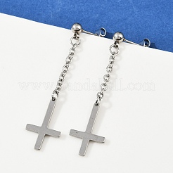 Christliche Ohrstecker mit umgedrehtem Kreuz aus Edelstahl 201&nbsp;LS-EJEW-P314-01B-P