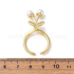 Bagues de manchette ouvertes en laiton avec micro pavé de zircone cubique pour femmes&nbsp;RJEW-U057-18G-02