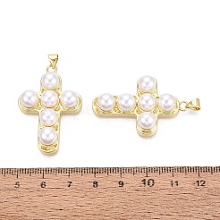 Pendentifs en perles en laiton et plastique ABS&nbsp;PL-CBA8590-01G