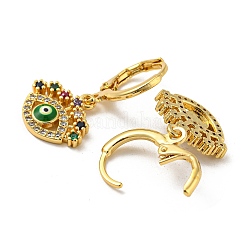 Orecchini pendenti a leva in ottone dorato con occhio di Allah&nbsp;EJEW-A033-06G-03