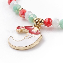 4 Stück 4 Stil Glasstretch-Armbänder mit Wort-Weihnachtsfreude-Acrylperlen&nbsp;BJEW-TA00126