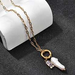 Collane con ciondolo a forma di graffetta in acciaio inossidabile 304&nbsp;NJEW-K255-54G