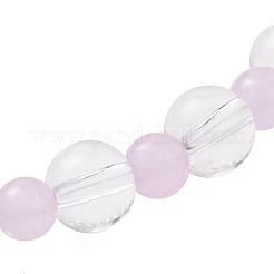 Bracelets extensibles en perles rondes en jade de Malaisie teinté naturel et cristal de quartz synthétique pour femmes&nbsp;BJEW-JB12253-02