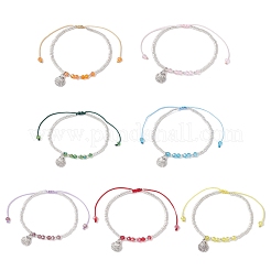 7 bracciale intrecciato con perline di vetro&nbsp;BJEW-MZ00176