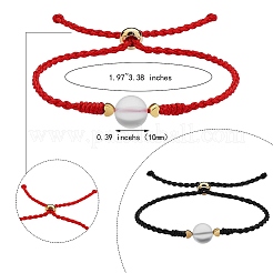 2 stücke 2 farben synthetische mondstein runde perlen schieber armband&nbsp;BJEW-SW00057-02
