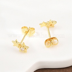 Boucles d'oreilles en laiton zircon cubique micro pavé clair&nbsp;EJEW-F405-20B-G