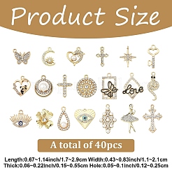 40 stücke 20 stile legierung strass anhänger&nbsp;FIND-YW0009-04
