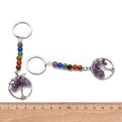 Edelstein und natürliches Amethyst Chakra keychain&nbsp;KEYC-P037-B02
