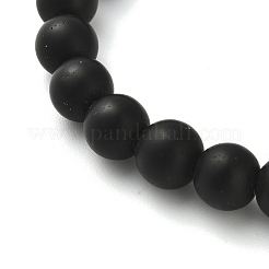 Bracciali elastici con perline rotonde in pietra nera sintetica&nbsp;BJEW-F479-01P