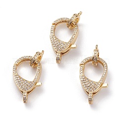 Latón micro pavimenta claro cubic zirconia cierres  de pinza de langosta&nbsp;KK-C100-43G