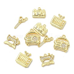 10 Stück 5 Stile Messing Micro Pave klare Zirkonia Anhänger&nbsp;KK-CJ0004-26G