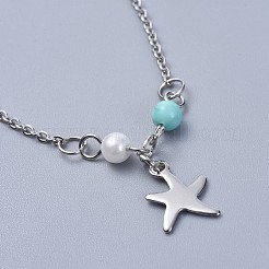 Fußkettchen mit Charms aus Edelstahl 304&nbsp;AJEW-AN00265