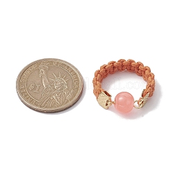 Anello da dito in stile perlina intrecciata con sfera rotonda in vetro&nbsp;RJEW-JR00600-05