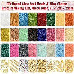 DIY-Armband-Sets aus runden Saatperlen-Perlen aus Glas und Charms aus Legierung&nbsp;DIY-FS0007-19