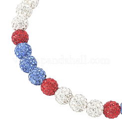 1 collier extensible en perles rondes et strass en argile polymère&nbsp;NJEW-SP0001-14G