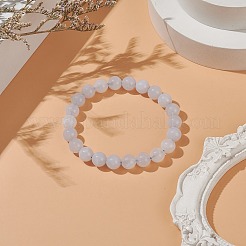 Bracelet extensible perles rondes en calcédoine bleue naturelle&nbsp;BJEW-JB07701