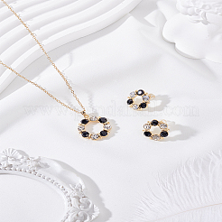 Ensemble collier et boucles d'oreilles à pendentif en alliage de strass avec couronne&nbsp;SJEW-LP0001-56C