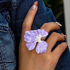 Bagues de manchette ouvertes réglables en alliage émaillé de fleurs pour femmes&nbsp;FS-WG454BA-02