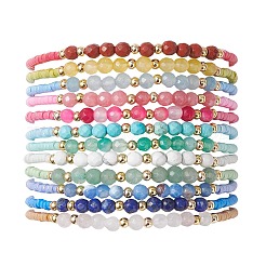 Braccialetti da donna con perline di vetro e pietre preziose miste naturali&nbsp;BJEW-MZ00311