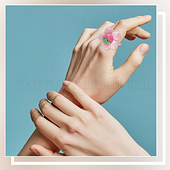 DIY-Sets zur Herstellung von Fingerringen aus Cabochons aus Messing und undurchsichtigem Harz&nbsp;DIY-SC0030-93