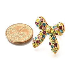 Anelli polsino con strass in acciaio inossidabile 304 con fiocco per donna&nbsp;RJEW-A058-01C-G