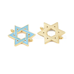 Dijes conectores de estrella de David de latón esmaltado&nbsp;KK-C170-02G