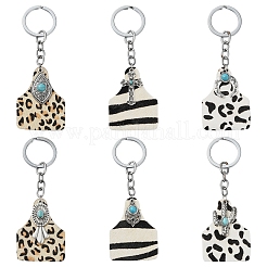Porte-clés en cuir de vache et alliage&nbsp;KEYC-YW00093-01