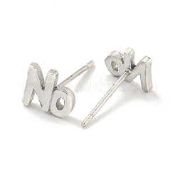 Ohrstecker aus Messing mit Aufschrift „No“ für Damen&nbsp;EJEW-Z048-10B-P